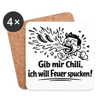 Fire Spitting Eating Chili - Coasters (set of 4) - white - Front
