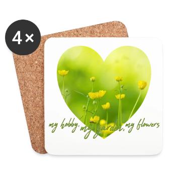 Yellow Flower Heart with Yellow Flowers Garden Look - Coasters (set of 4) - white - Front