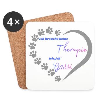 Gassi statt Therapie Herzdesign - Untersetzer (4er-Set) - Weiß - Vorne