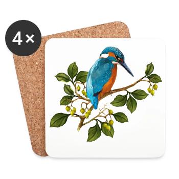 Bunter Vogel - Untersetzer (4er-Set) - Weiß - Vorne