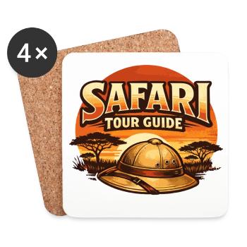 Guide touristique drôle de costume de safari - Dessous de verre (lot de 4) - blanc - Devant