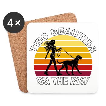 Deux beautés en fuite Dog Retro Design - Dessous de verre (lot de 4) - blanc - Devant