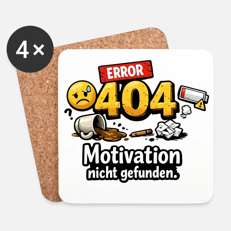 404 Error Motivation nicht gefunden - Untersetzer (4er-Set) - Weiß