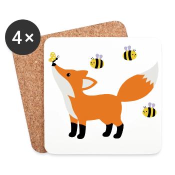 Un renard mignon dans un style minimaliste estival - Dessous de verre (lot de 4) - blanc - Devant