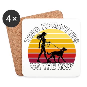 Deux beautés en fuite Dog Retro Design - Dessous de verre (lot de 4) - blanc - Devant