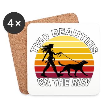 Deux beautés en fuite Dog Retro Design - Dessous de verre (lot de 4) - blanc - Devant