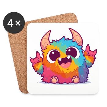 Kunterbunter Monster Rock-Charme - Untersetzer (4er-Set) - Weiß - Vorne