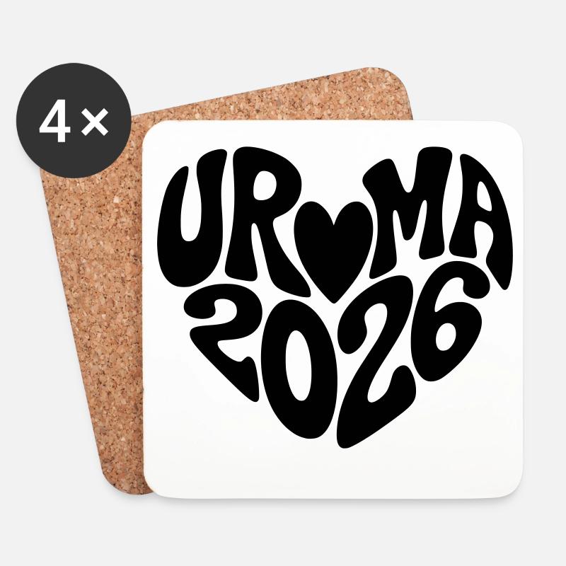 Uroma 2026 Herz Form - Untersetzer (4er-Set) - Weiß