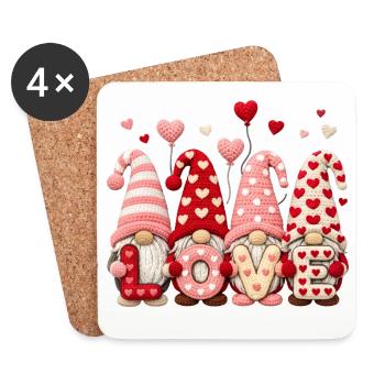 Love Valentinstag Wichtel Herz Motiv - Untersetzer (4er-Set) - Weiß - Vorne