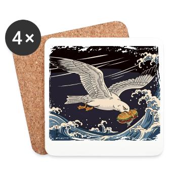 Seagulls Steals Sandwich Funny - Coasters (set of 4) - white - Front