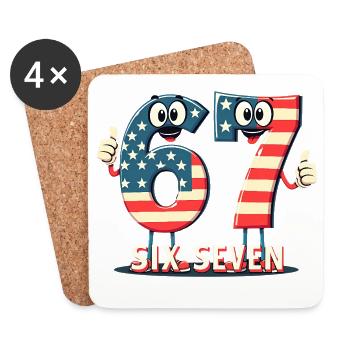 US Flag 67 Memes Six Seven - Untersetzer (4er-Set) - Weiß - Vorne