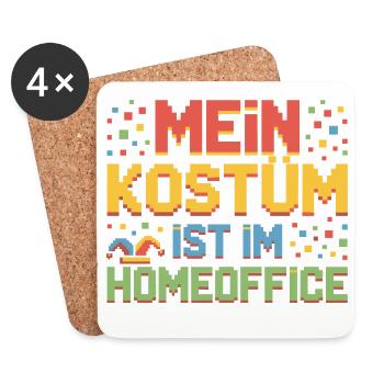 Kostüm Ist Im Homeoffice Karneval Fasching Büro - Untersetzer (4er-Set) - Weiß - Vorne
