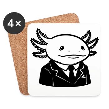 Axolotl en costume – Design Business Tier - Dessous de verre (lot de 4) - blanc - Devant