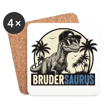 Brudersaurus – Cool Dino Brother Retro Style - Coasters (set of 4) - white - Front