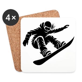 Modernes Snowboard Artwork für Frauen - Untersetzer (4er-Set) - Weiß - Vorne
