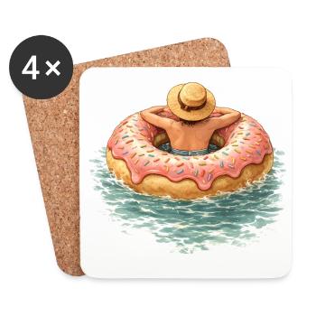 Sommerpause im Donut – Süßes Urlaubsdesign  - Untersetzer (4er-Set) - Weiß - Vorne