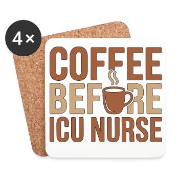Un café de l’infirmière en soins intensifs avant des soins aigus Amoureux du café - Dessous de verre (lot de 4) - blanc - Devant