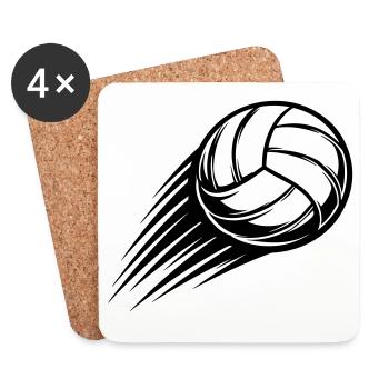 Ballon de volley-ball - Dessous de verre (lot de 4) - blanc - Devant