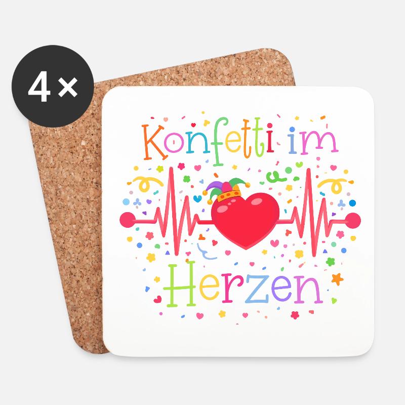 Könfetti im Herzen - Untersetzer (4er-Set) - Weiß