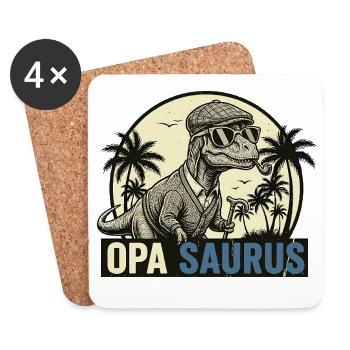 Opasaurus Rex – Cadeau dinosaure drôle de grand-père - Dessous de verre (lot de 4) - blanc - Devant