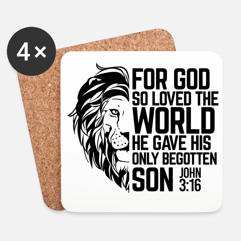 For God So Loved The World – John 3:16 - Untersetzer (4er-Set) - Weiß