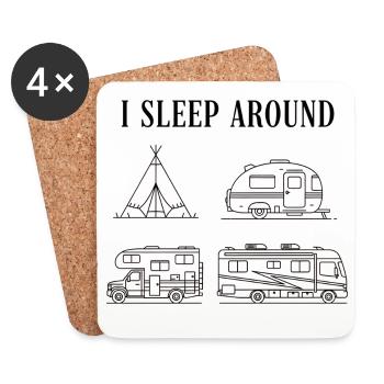 Je dors sur le camping-car de road trip - Dessous de verre (lot de 4) - blanc - Devant