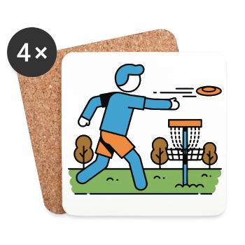 Disc Golf Flying Disc Golfer Disc Golf Basket - Coasters (set of 4) - white - Front