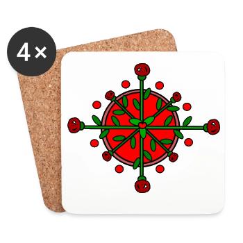 Red_Flowers - Dessous de verre (lot de 4) - blanc - Devant