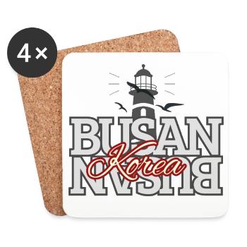 Busan Korea Lighthouse Typography Design - Coasters (set of 4) - white - Front