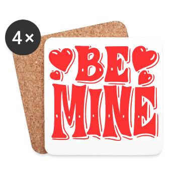 Be Mine Hearts Retro - Untersetzer (4er-Set) - Weiß - Vorne