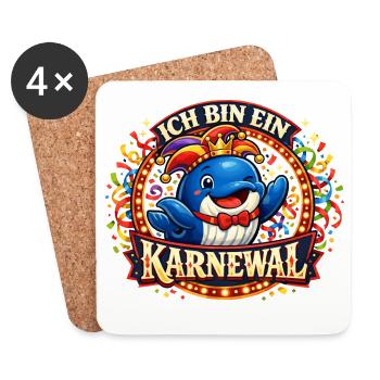 Karneval Fasching 2026 Geschenk Lustig - Untersetzer (4er-Set) - Weiß - Vorne