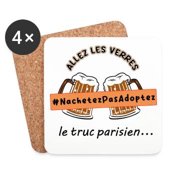 Allez_les_verres_hashtag_adoption_animale - Dessous de verre (lot de 4) - blanc - Devant