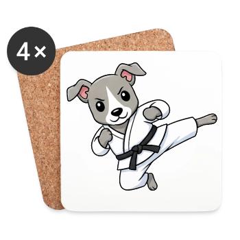 Süßer Windhund Karate Martial Arts Cartoon Chibi - Untersetzer (4er-Set) - Weiß - Vorne