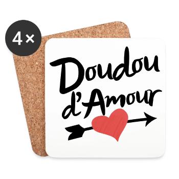 Valentine's Day Love Plushie, Cute Romantic - Coasters (set of 4) - white - Front
