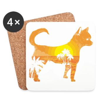 Chihuahua Chihuahueño Sunset Beach - Coasters (set of 4) - white - Front