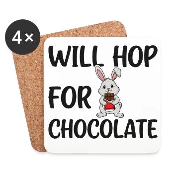 Will Hop pour le chocolat – Humour doux de Pâques - Dessous de verre (lot de 4) - blanc - Devant