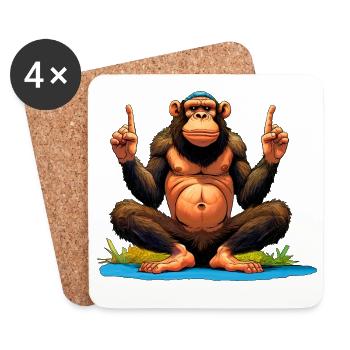 Affen Yoga / Yogi Affe - Untersetzer (4er-Set) - Weiß - Vorne