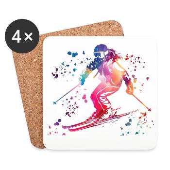 Alpine skiing Winter sports Nordic skiing - Coasters (set of 4) - white - Front