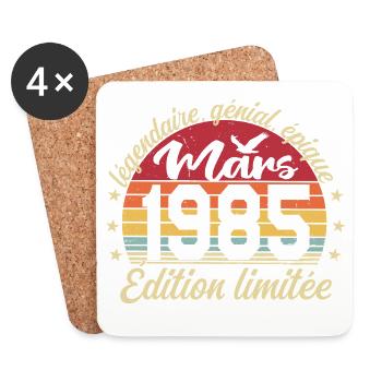 March 1985 41 Years Birthday Gift March 1985 - Coasters (set of 4) - white - Front