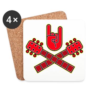 Gekreuzte Gitarren mit Rock Hand Emblem - Untersetzer (4er-Set) - Weiß - Vorne