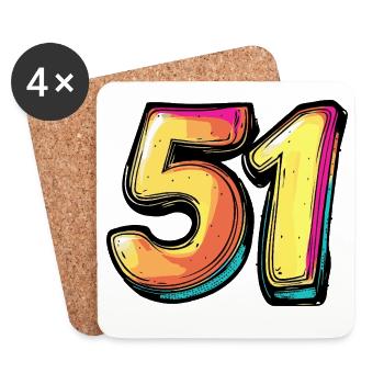 51 Number Multicolored - Coasters (set of 4) - white - Front