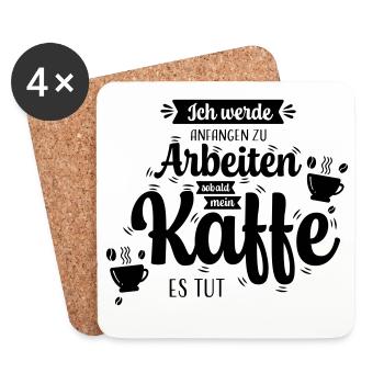Kaffee_Spruch - Untersetzer (4er-Set) - Weiß - Vorne