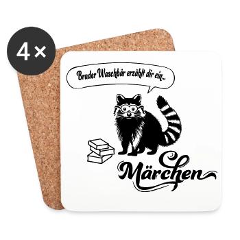Brother Raccoon - Coasters (set of 4) - white - Front