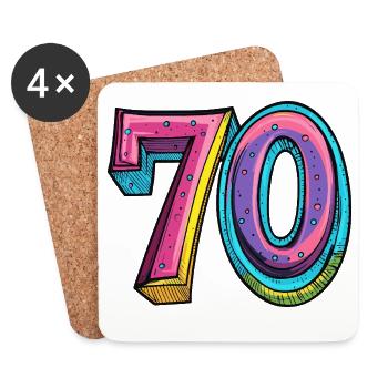 70 chiffres colorés - Dessous de verre (lot de 4) - blanc - Devant