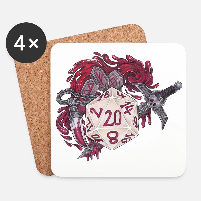 Rollenspiel Tabletop D20 Würfel Bloodhunter - Untersetzer (4er-Set) - Weiß