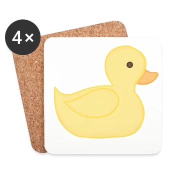 Style dessin animé de canard en caoutchouc jaune - Dessous de verre (lot de 4) - blanc - Devant