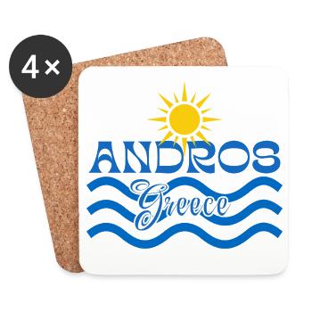 Andros Sun Waves en Grèce - Dessous de verre (lot de 4) - blanc - Devant