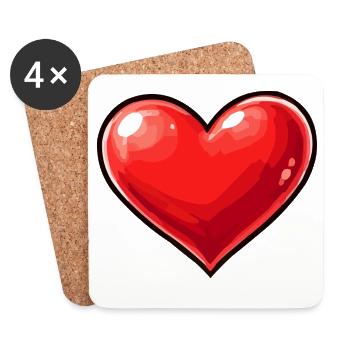 Shiny Heart Pop Art Motif - Coasters (set of 4) - white - Front