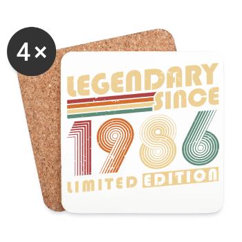 Légendaire depuis 1986 Anniversaire vintage - Dessous de verre (lot de 4) - blanc - Devant