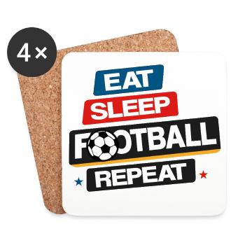 Eat_Sleep_Football_Repeat - Coasters (set of 4) - white - Front